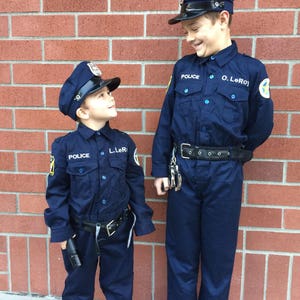 Kid's Police Costume Embroidery PERSONALIZED Costume Authentic FREE hat Perfect Kid's Birthday gift Best Kid's Halloween Costume image 5