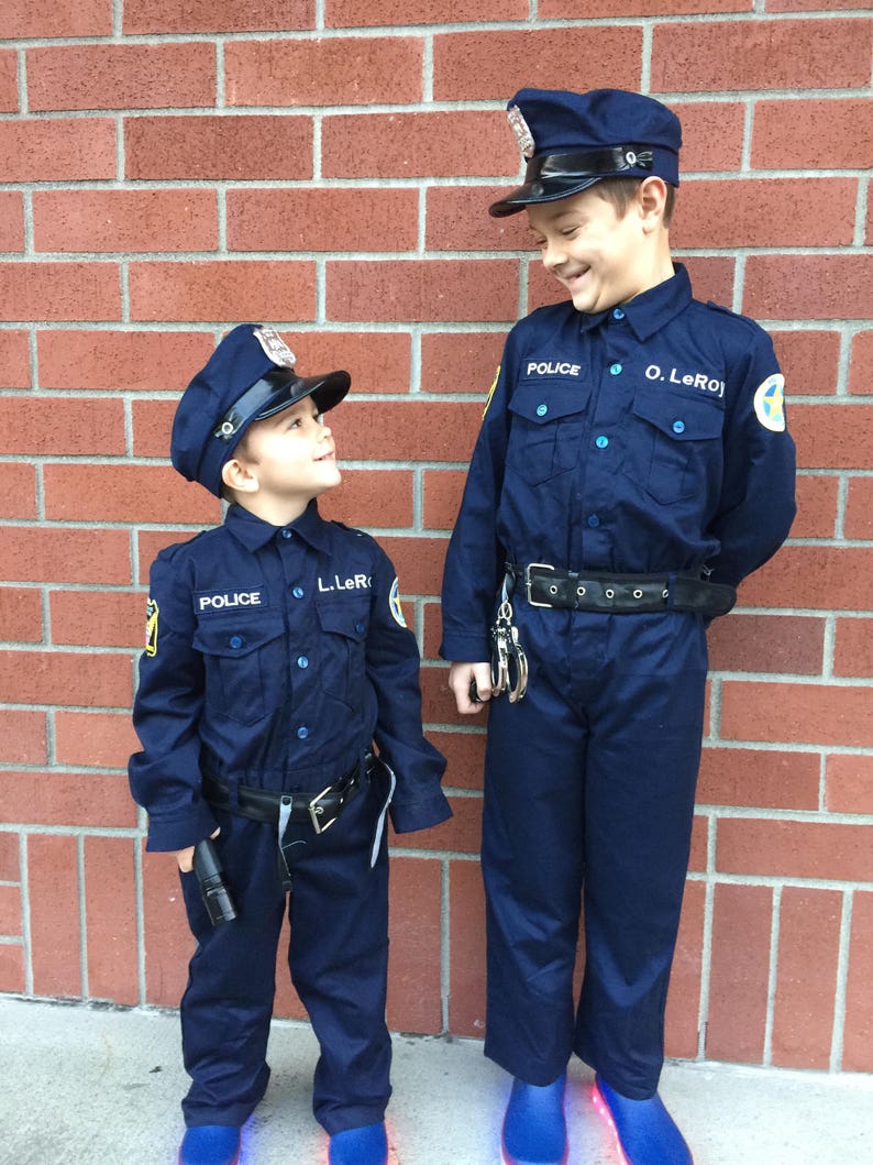 Kid's Police Costume Embroidery PERSONALIZED Costume Authentic FREE hat Perfect Kid's Birthday gift Best Kid's Halloween Costume image 5