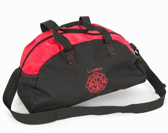 Firefighter Bag | Travel Bag | Duffel Bag | Embroidered Bag with your 1st initial & Last name above the Maltese Cross | Firefighter Gift