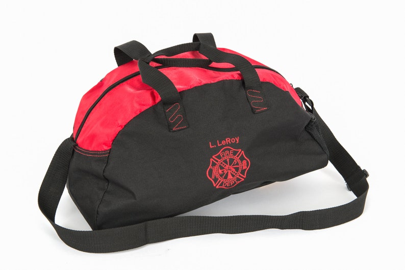 Firefighter Bag Travel Bag Duffel Bag Embroidered Bag with your 1st initial & Last name above the Maltese Cross Firefighter Gift image 1