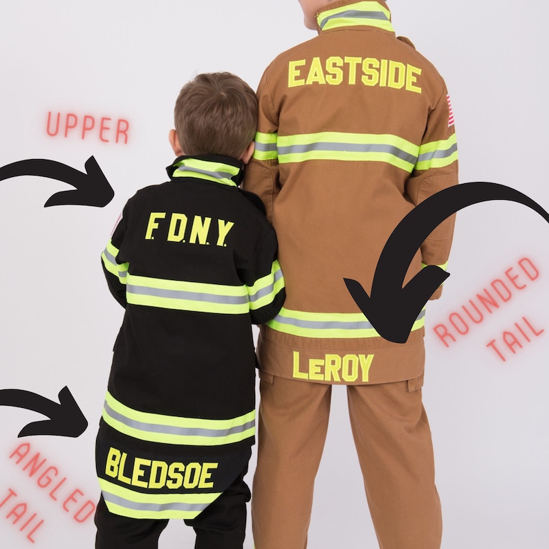 Authentic Kids Firefighter Costume PERSONALIZED with Appliqué just like the real turnouts No iron-on vinyl Best Kid's Halloween Costume image 8