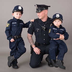 Kid's Police Costume Embroidery PERSONALIZED Costume Authentic FREE hat Perfect Kid's Birthday gift Best Kid's Halloween Costume image 1