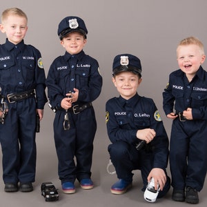 Kid's Police Costume Embroidery PERSONALIZED Costume Authentic FREE hat Perfect Kid's Birthday gift Best Kid's Halloween Costume image 3