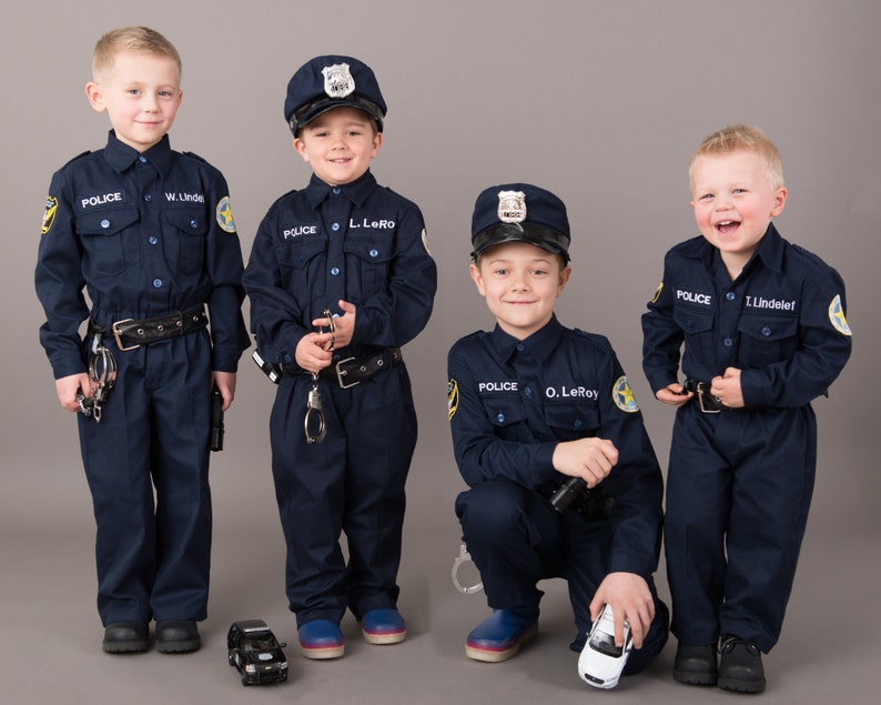 Kid's Police Costume Embroidery PERSONALIZED Costume Authentic FREE hat Perfect Kid's Birthday gift Best Kid's Halloween Costume image 3