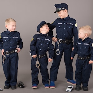 Kid's Police Costume Embroidery PERSONALIZED Costume Authentic FREE hat Perfect Kid's Birthday gift Best Kid's Halloween Costume image 8