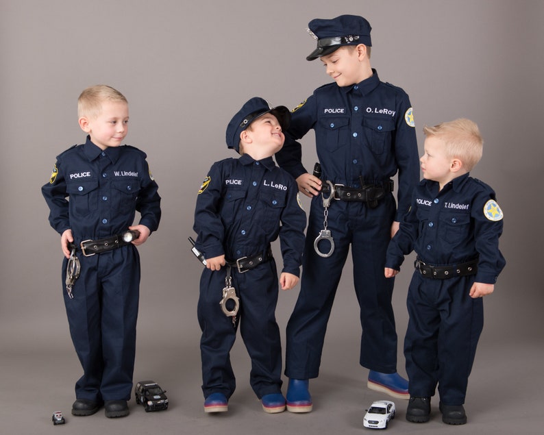 Kid's Police Costume Embroidery PERSONALIZED Costume Authentic FREE hat Perfect Kid's Birthday gift Best Kid's Halloween Costume image 8