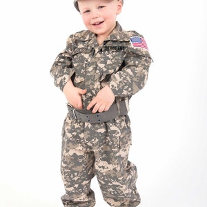 Kid's Army Costume Authentically PERSONALIZED FREE Camo Hat Kid's Camo Costume Kid's Birthday gift Kid's Halloween Costume image 1