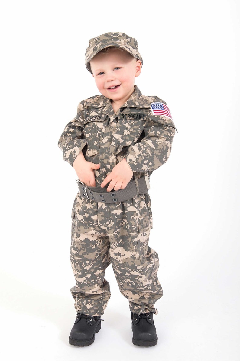 Kid's Army Costume Authentically PERSONALIZED FREE Camo Hat Kid's Camo Costume Kid's Birthday gift Kid's Halloween Costume image 1