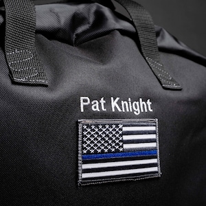 Embroidered Police Officer Duffel Bag: Thin Blue Line Travel Bag