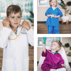 Kid's Lab Coat and Scrub Costume | Embroidery PERSONALIZED | Kid's Doctor Costume | Kid's Nurse Costume | Kid's Halloween Costume