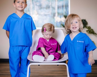 Personalized Kid's Scrubs Costume: Authentic Embroidered Doctor/Nurse Uniform, Pretend Play, Halloween Costume, Birthday