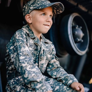 Personalized Kids Camo Costume: Army Uniform & Free Hat, Pretend Play, Halloween Costume, Birthday Gift