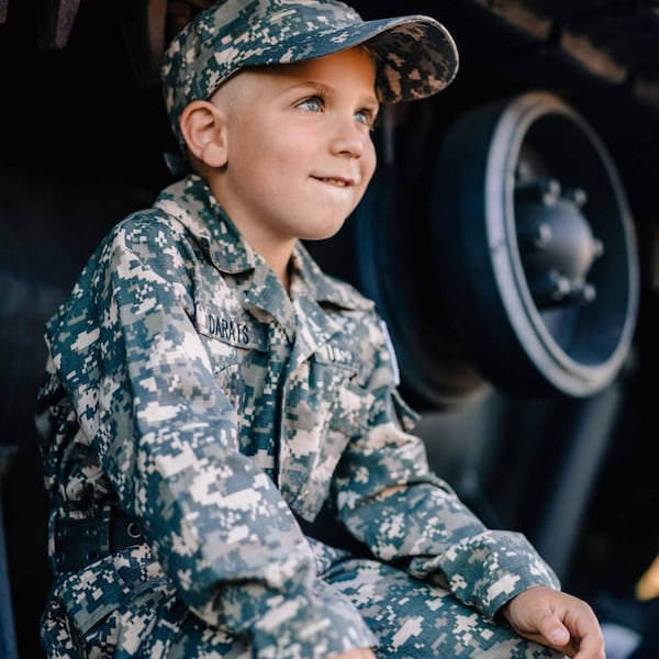 Personalized Kids Camo Costume: Army Uniform & Free Hat, Pretend Play, Halloween Costume, Birthday Gift