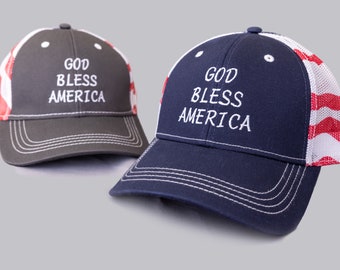 Patriot Hat | God Bless America Hat | American Flag Hat | Mesh Back Hat | Snap Back Hat | Gift for Patriots and Believers | Christian Hat