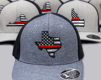 Firefighter Hat | Thin Red Line Hat | Trucker Hat | Hat for Men | Fire Department Hat | American Flag Hat | Hats for Men | Firefighter Gift