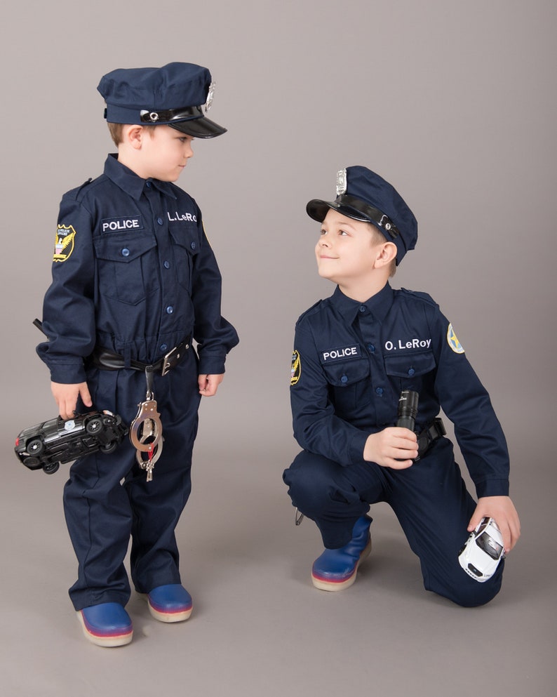 Kid's Police Costume Embroidery PERSONALIZED Costume Authentic FREE hat Perfect Kid's Birthday gift Best Kid's Halloween Costume image 6