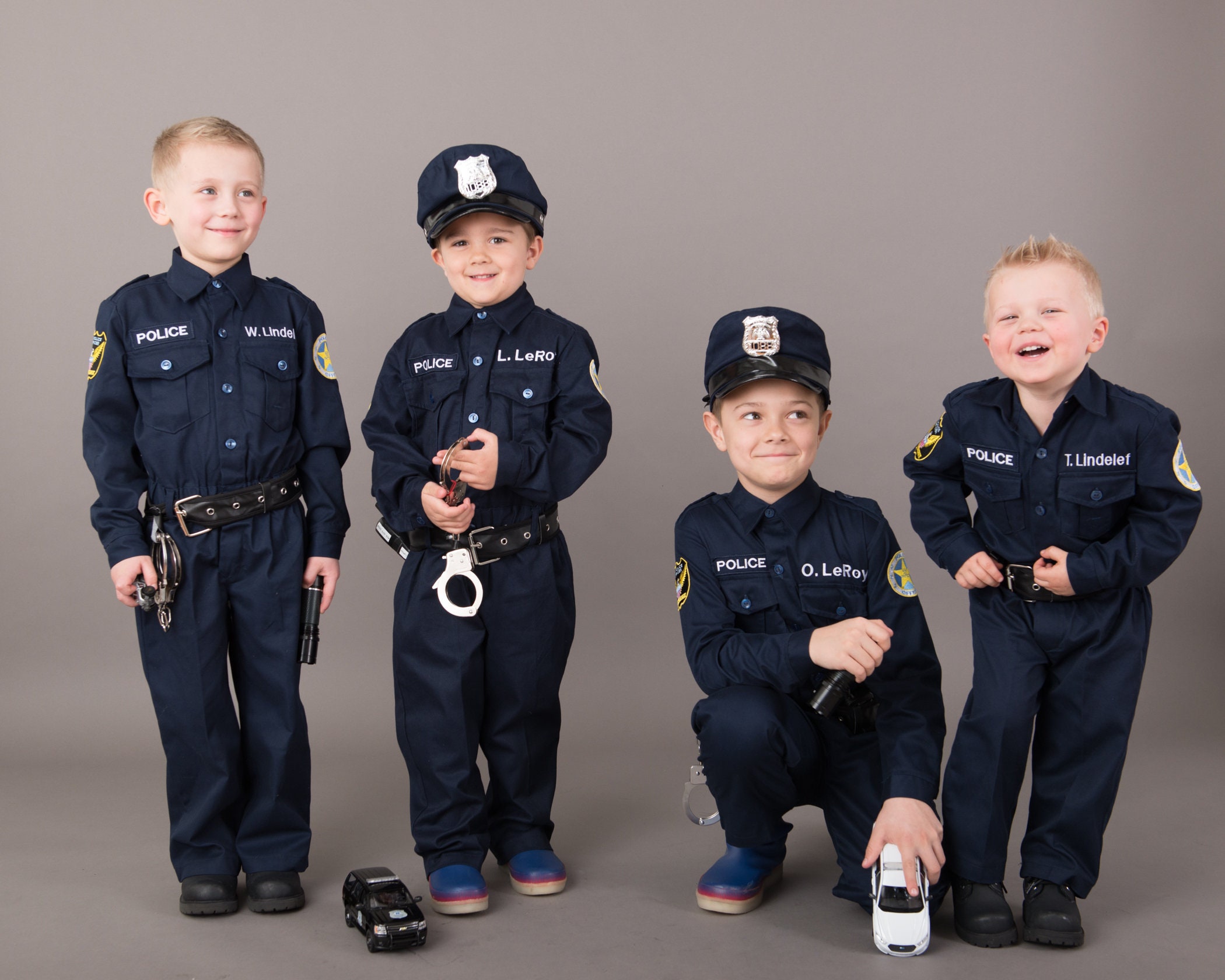 Kid&#39;s Police Costume | Embroidery PERSONALIZED Costume | Authentic | FREE hat | Perfect Kid&#39;s Birthday gift | Best Kid&#39;s Christmas Present!