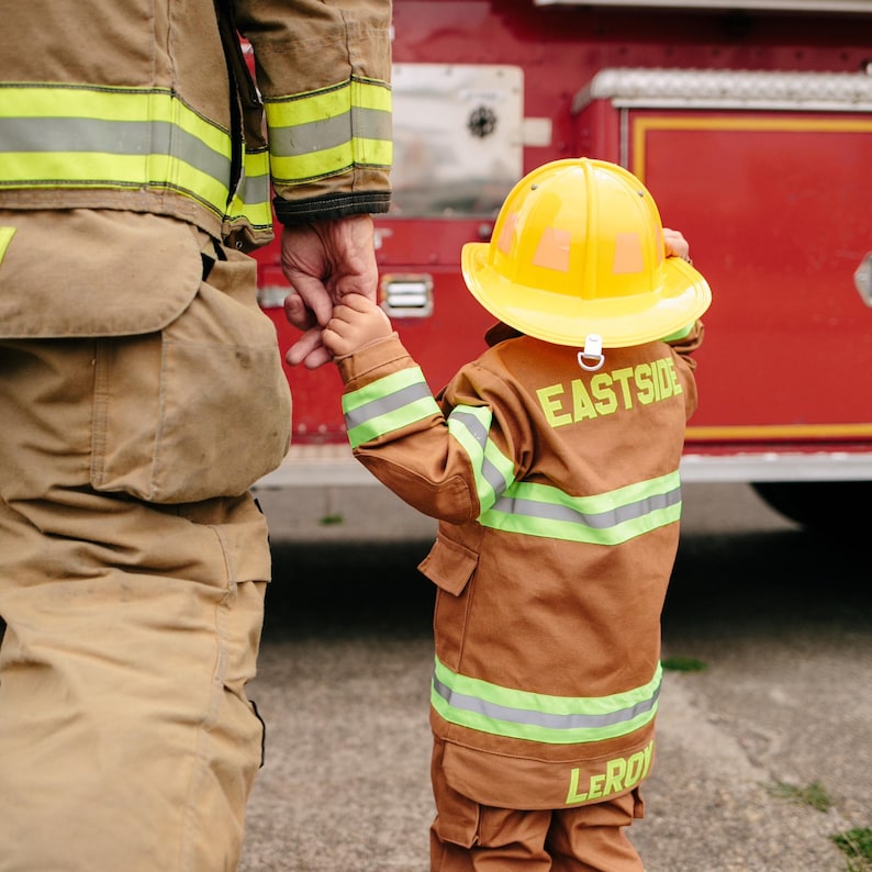 Personalized Kids Firefighter Costume: Authentic Appliqué, Pretend Play, Halloween Costume, Birthday Gift, Photo Shoot image 20