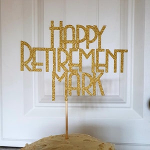 Personalized Retirement Cake Topper: Glitter Celebration Decor