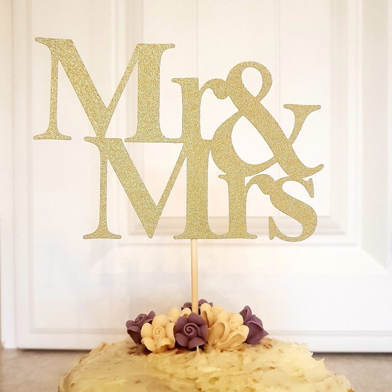 Mr & Mrs Cake Topper Glitter Wedding Cake Topper Etsy