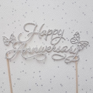 Happy Jubiläum Cake Topper, Glitter Hochzeit Jahrestag Kuchen Topper