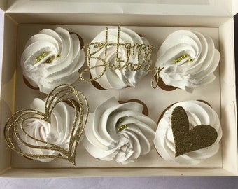 Glitter Birthday Cupcake Toppers: Swirly Heart Cake Charms