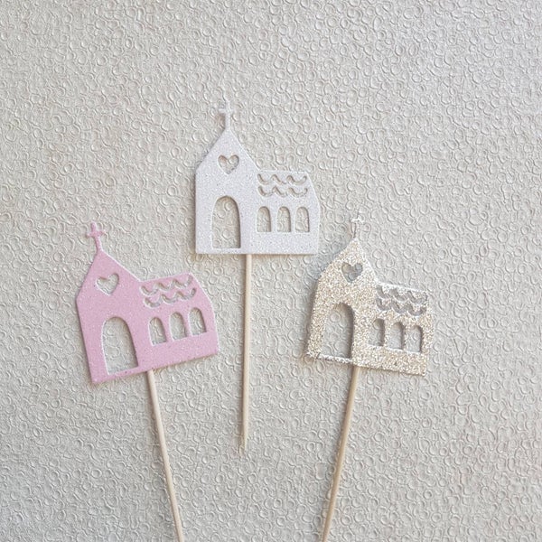 Church Cake Topper, Chapel Cake Topper, Wedding Cupcakes, Christening Topper, Communion Topper, Confirmation Topper, Wedding Decor,