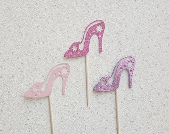 Glitter Stiletto Schuh Cupcake Toppers: Schuh-Liebhaber-Party-Dekor