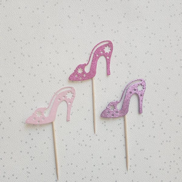 Schuh Cake Toppers, Glitzer Stiletto Cupcake Toppers. Schuhkuchen Charms