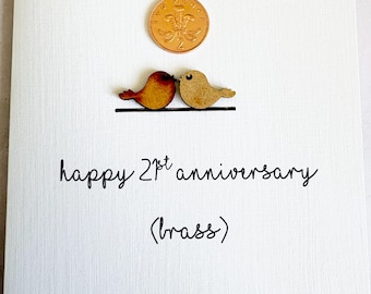 21st Anniversary Card, Brass Anniversary Card