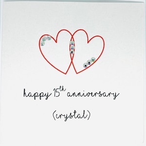 Tarjeta del 15.º aniversario de bodas, tarjeta de aniversario de cristal