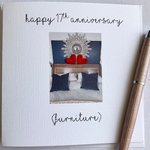 Tarjeta del 17.º aniversario de bodas, tarjeta de aniversario de muebles