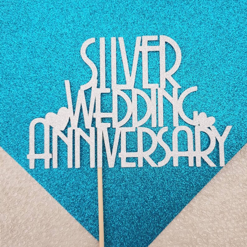 Silver Wedding Anniversary Cake Topper 25th Anniversary - Etsy