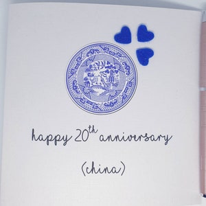 Carte 20e anniversaire de mariage, carte d'anniversaire de la Chine