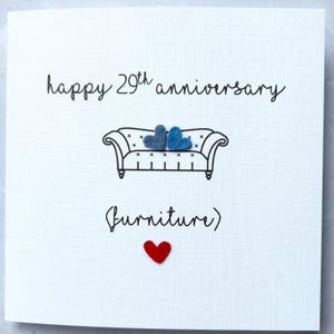 Tarjeta del 29.º aniversario de bodas de Sr. y Sr., tarjeta de aniversario de muebles