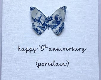 18th Anniversary Card, Porcelain Anniversary Card