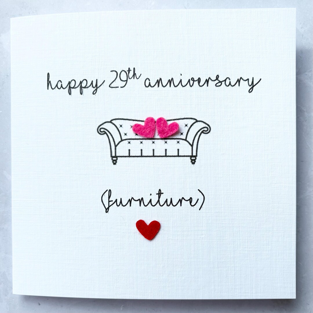 Mrs & Mrs 29th Anniversary Card, Furniture Theme - Etsy