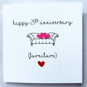 Cartão de 29º aniversário de casamento da Sra. e Sra., cartão de aniversário de móveis