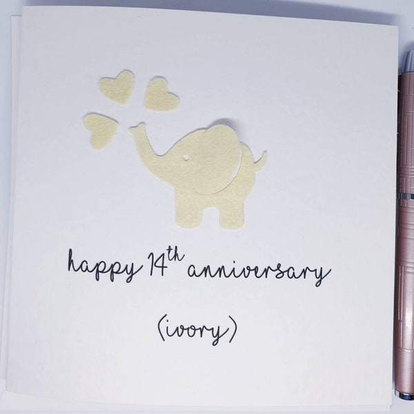 14th Wedding Anniversary Card, Ivory Anniversary Card