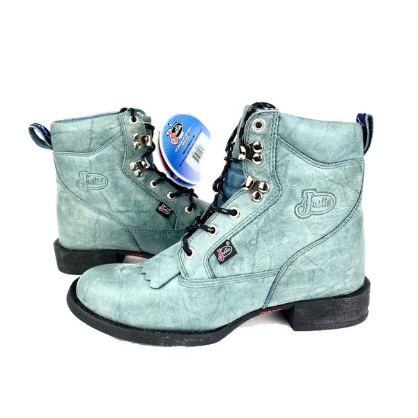 Vintage Justin Stiefel | 90er Stiefel, Roper Boots, Lace Up, Mid Calf | Lederstiefel, Rockabilly, Western, Größe 5,5 Stiefel, Vintage Stiefel