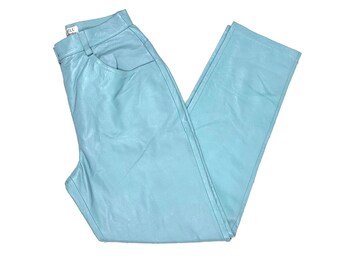 baby blue leather pants