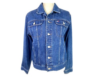 Vintage Denim Jacket 90's Tommy Hilfiger Jean Jacket Streetwear Unisex Size XL Women's