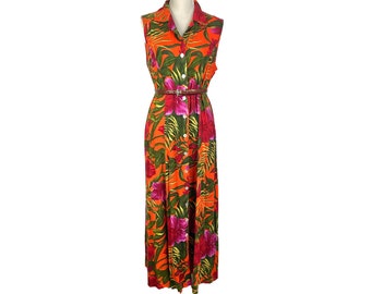 Floral Dress | 90's Dress, Maxi Dress, Vintage Hawaiian Dress, Dresses for Women, Sleeveless, Maxi, Ankle Length, Size 10 Dress, Womens