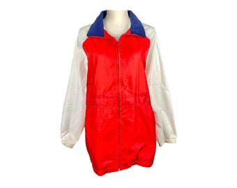 90s Vintage Windbreaker Jacket | Red, White, Blue, Size 2XL