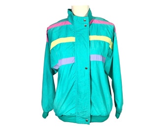 Vintage Clothing Streetwear Windbreaker 80's Retro Windbreaker Vintage Hipster Jacket Zip Up Pastel Jacket Athletic Windbreaker Jacket