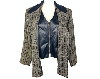 Vintage 80s Jacket with Faux Leather Vest | Size 16