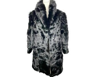 Vintage Clothing, Fur Coat, Mid Length, 70's Clothing, Vintage Coat, TENS FEI Coat, Black, Vintage Peacoat, Womens Vintage