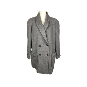 Wool Coat, Vintage Coat, 60's Clothing, Vintage Clothing, Wool, Herringbone, Mens, Double Breasted, High Neck, 60s, Madmen, Vintage image 1
