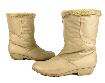 70's Rain Boots | Vintage Faux Fur Boots, Leather Rain Boots, Vintage Rain Boots | Mid Calf Womens Boots, Vintage Clothing, Winter, Hippie