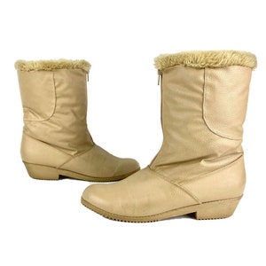 70&#39;s Rain Boots | Vintage Faux Fur Boots, Leather Rain Boots, Vintage Rain Boots | Mid Calf Womens Boots, Vintage Clothing, Winter, Hippie